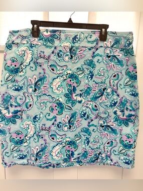 Talbot’s Women’s Paisley Print Aqua Mini Skirt